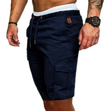 Load image into Gallery viewer, Shorts de carga dos homens algodão bermuda masculino verão estilo militar em linha reta trabalho bolso rendas até calças curtas casuais calções vintage homem
