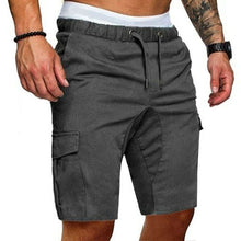 Load image into Gallery viewer, Shorts de carga dos homens algodão bermuda masculino verão estilo militar em linha reta trabalho bolso rendas até calças curtas casuais calções vintage homem
