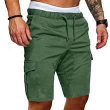 Load image into Gallery viewer, Shorts de carga dos homens algodão bermuda masculino verão estilo militar em linha reta trabalho bolso rendas até calças curtas casuais calções vintage homem
